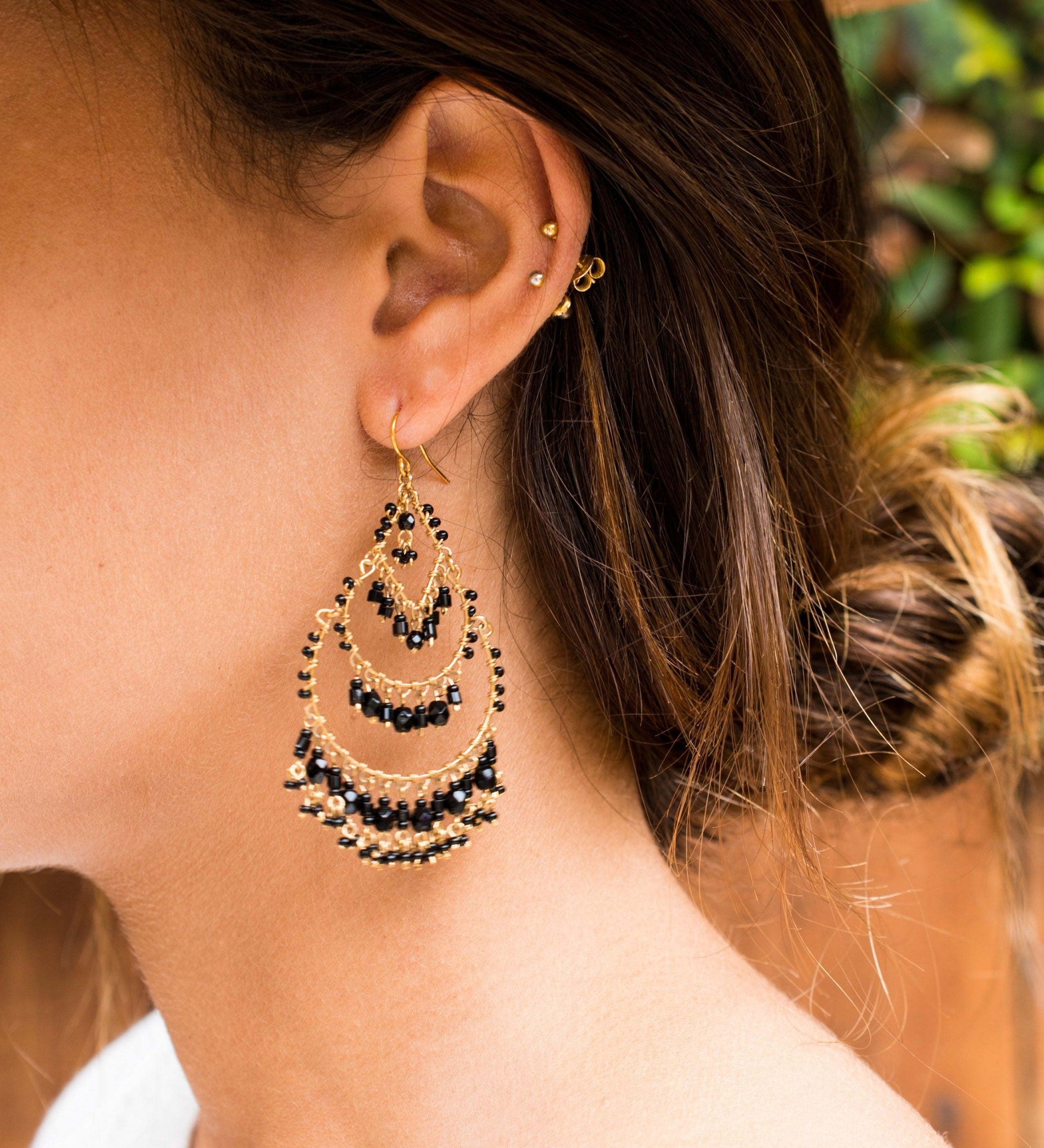 Leonora Chandelier Earrings ~Gold Plated ~ SME039 - Maresia Jewelry