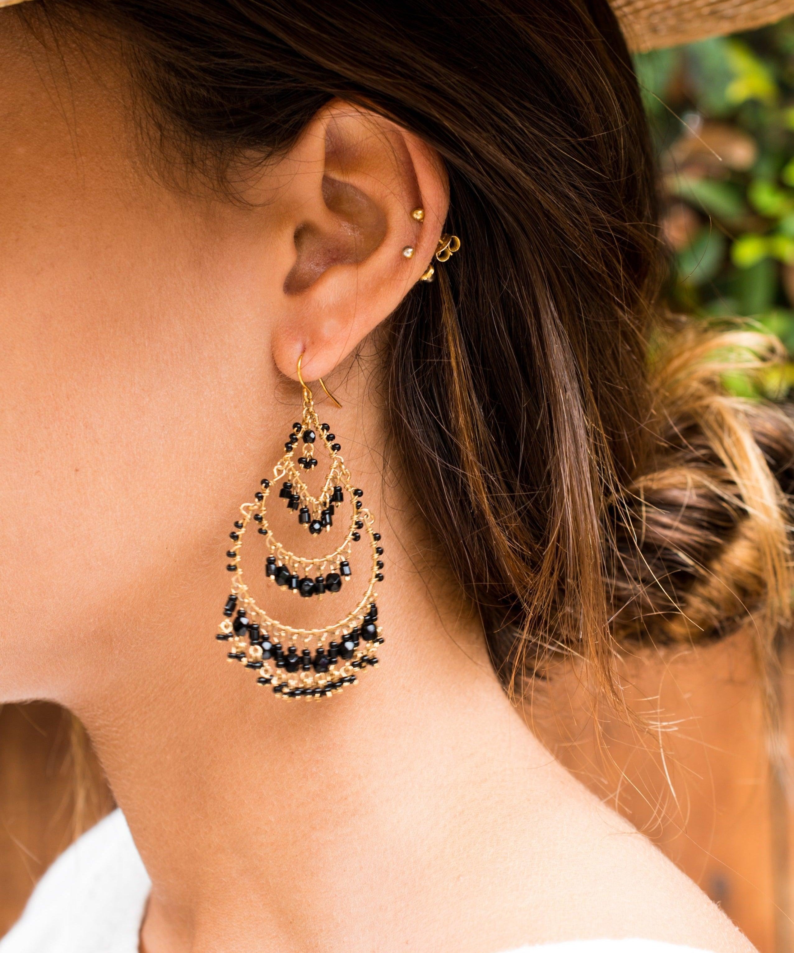 Leonora Chandelier Earrings ~Gold Plated ~ SME039 - Maresia Jewelry