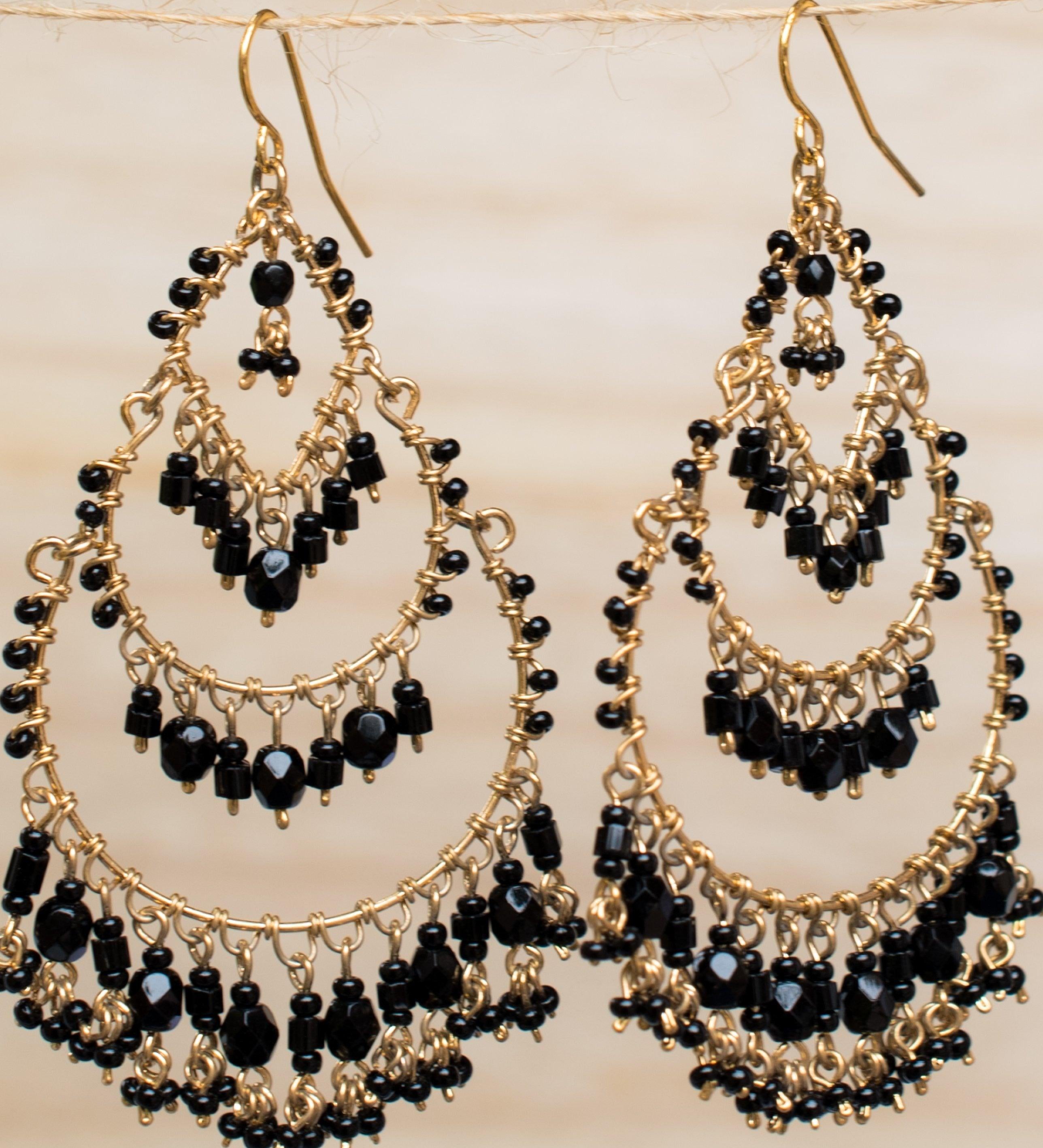 Leonora Chandelier Earrings ~Gold Plated ~ SME039 - Maresia Jewelry