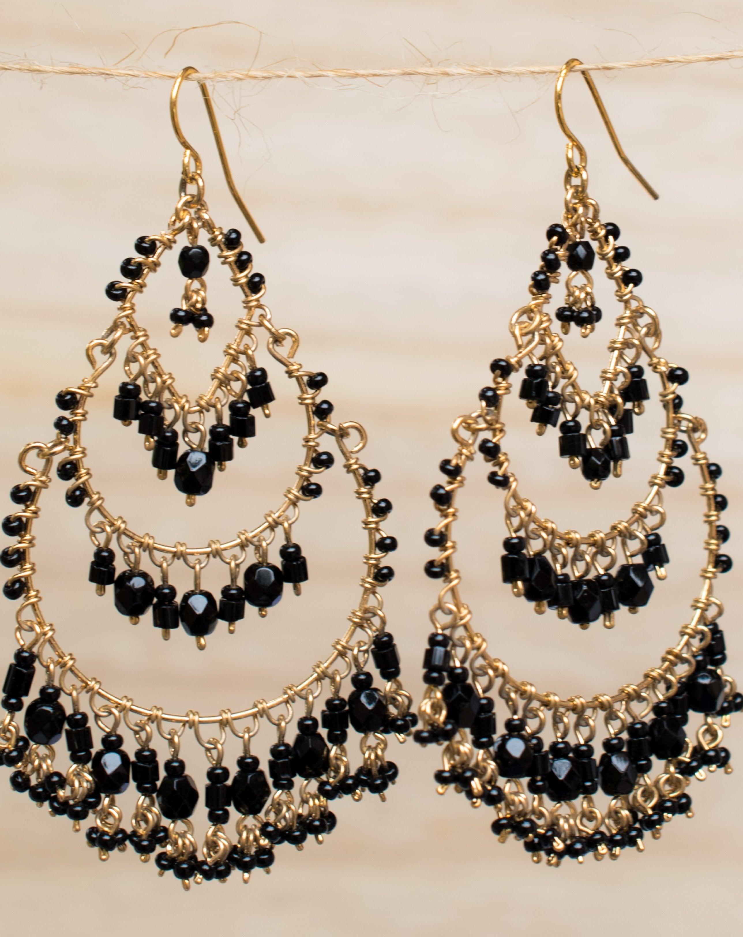 Leonora Chandelier Earrings ~Gold Plated ~ SME039 - Maresia Jewelry