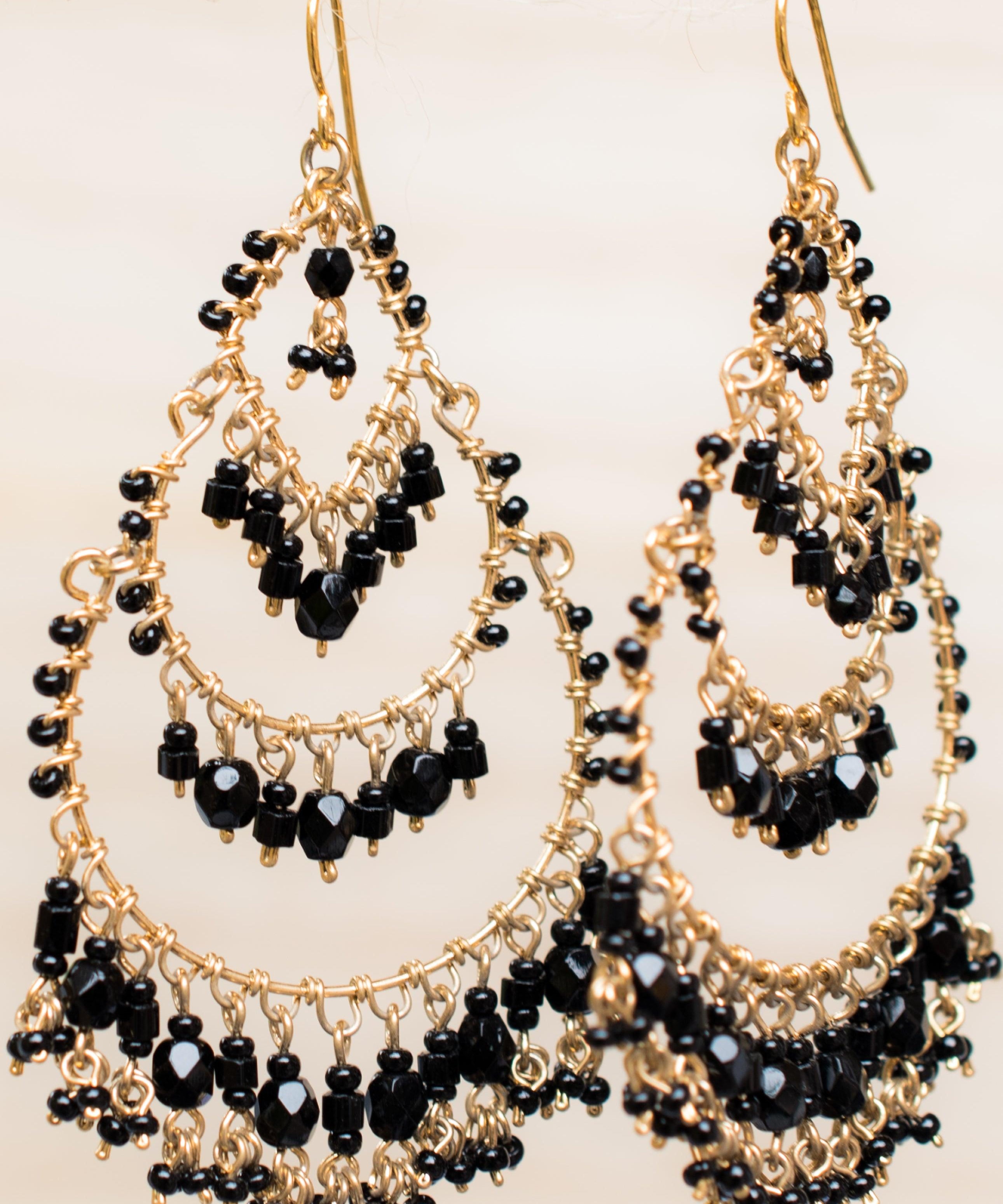 Leonora Chandelier Earrings ~Gold Plated ~ SME039 - Maresia Jewelry