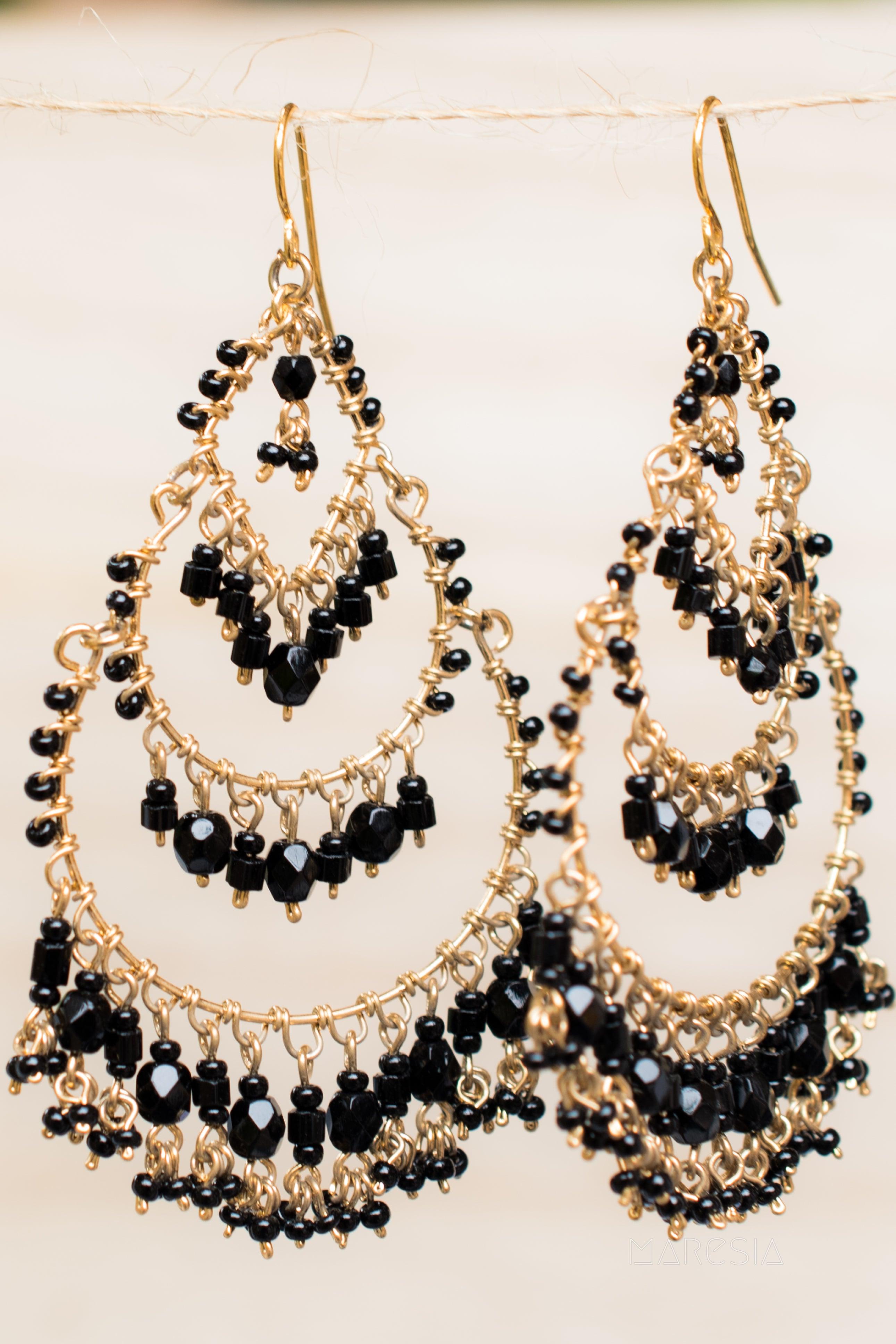 Leonora Chandelier Earrings ~Gold Plated ~ SME039 - Maresia Jewelry