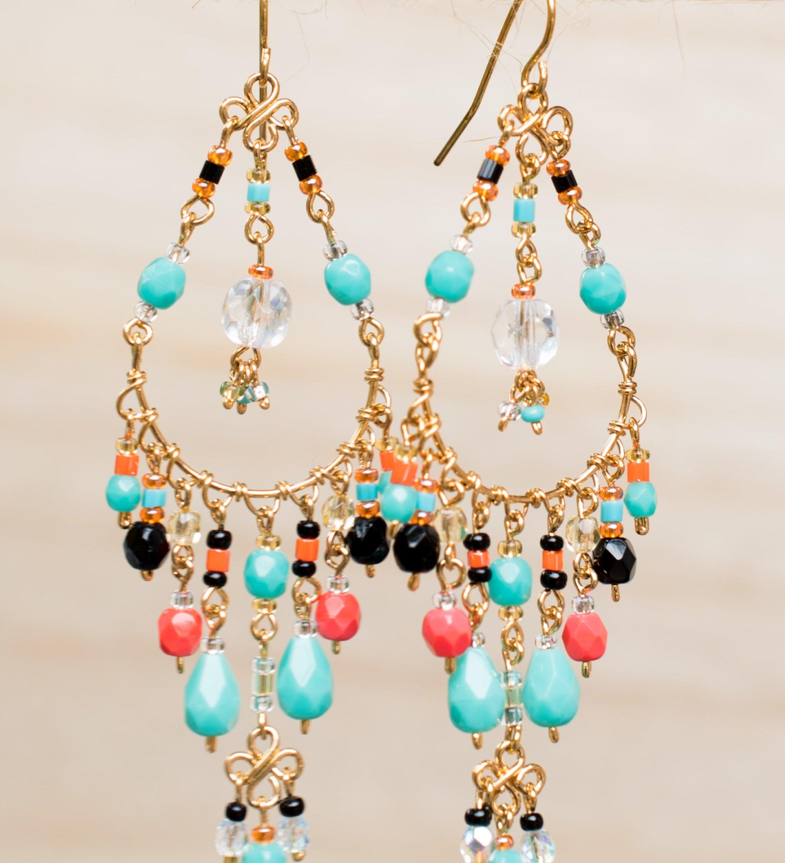Leticia Chandelier Earrings ~Gold Plated ~ SME032 - Maresia Jewelry