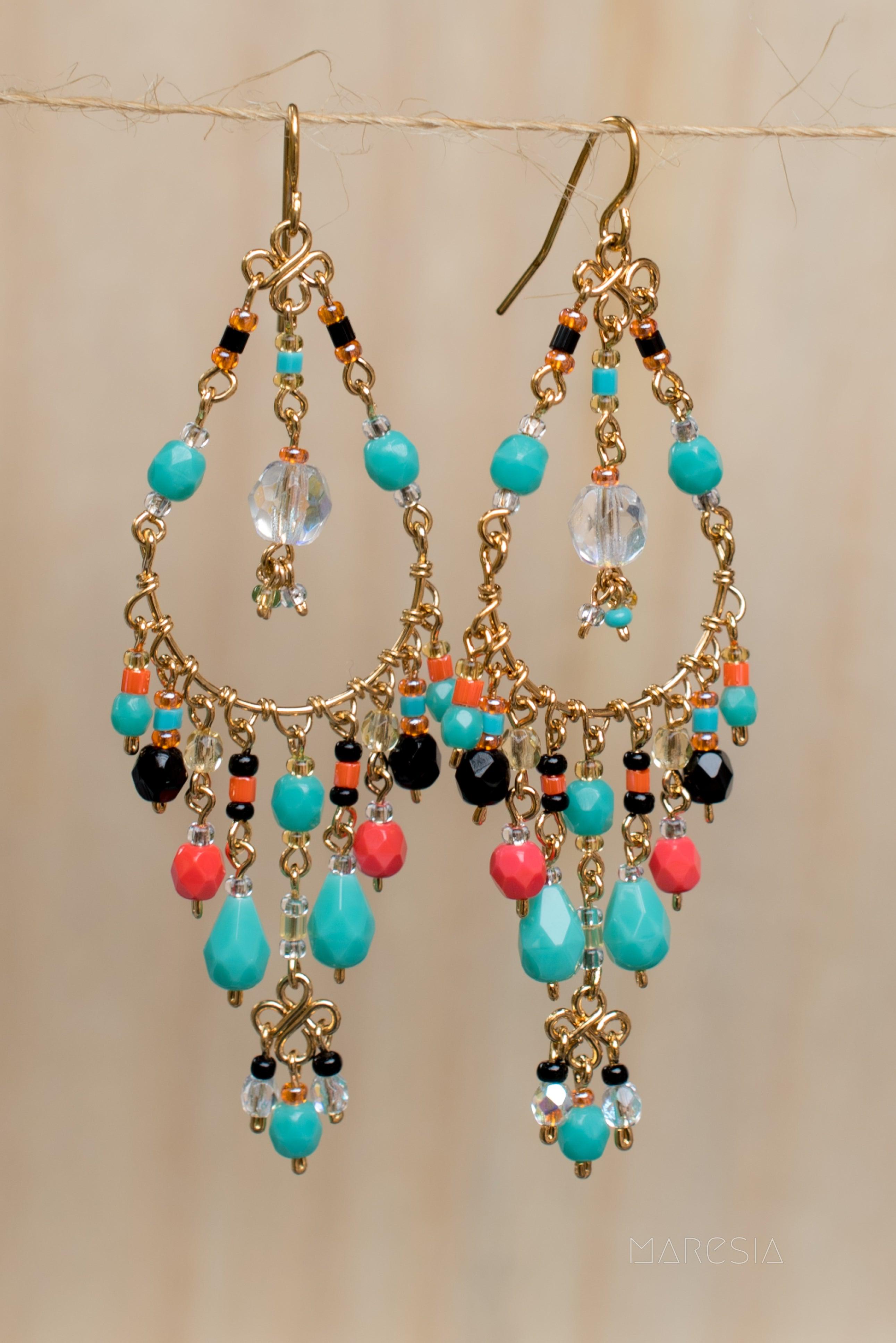 Leticia Chandelier Earrings ~Gold Plated ~ SME032 - Maresia Jewelry