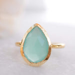Lia Aqua Chalcedony Gold Ring ~ 18k Gold Plated ~MR028 - Maresia Jewelry