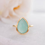 Lia Aqua Chalcedony Gold Ring ~ 18k Gold Plated ~MR028 - Maresia Jewelry