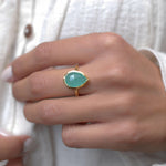 Lia Aqua Chalcedony Gold Ring ~ 18k Gold Plated ~MR028 - Maresia Jewelry