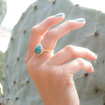 Copper Turquoise Tear Drop Ring ~  18k Gold Plated ~ MR122A - Maresia Jewelry