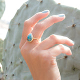 Copper Turquoise Tear Drop Ring ~  18k Gold Plated ~ MR122A - Maresia Jewelry