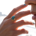 Copper Turquoise Tear Drop Ring ~  18k Gold Plated ~ MR122A - Maresia Jewelry
