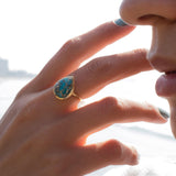 Copper Turquoise Tear Drop Ring ~  18k Gold Plated ~ MR122A - Maresia Jewelry