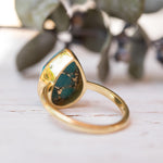 Copper Turquoise Tear Drop Ring ~  18k Gold Plated ~ MR122A - Maresia Jewelry