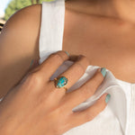 Copper Turquoise Tear Drop Ring ~  18k Gold Plated ~ MR122A - Maresia Jewelry