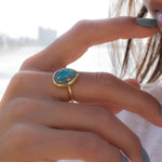 Copper Turquoise Tear Drop Ring ~  18k Gold Plated ~ MR122A - Maresia Jewelry
