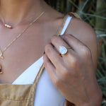 Lia Rainbow Moonstone Tear Drop Ring  ~ 18k Gold Plated ~  MR147 - Maresia Jewelry