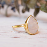 Lia Rainbow Moonstone Tear Drop Ring  ~ 18k Gold Plated ~  MR147 - Maresia Jewelry