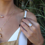 Lia Rainbow Moonstone Tear Drop Ring  ~ 18k Gold Plated ~  MR147 - Maresia Jewelry