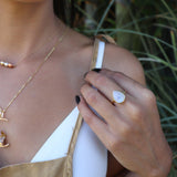 Lia Rainbow Moonstone Tear Drop Ring  ~ 18k Gold Plated ~  MR147 - Maresia Jewelry