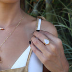 Lia Rainbow Moonstone Tear Drop Ring  ~ 18k Gold Plated ~  MR147 - Maresia Jewelry