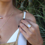 Lia Rainbow Moonstone Tear Drop Ring  ~ 18k Gold Plated ~  MR147 - Maresia Jewelry