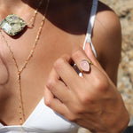 Rose Quartz Tear Drop Ring ~ 18k Gold Plated ~ MR148 - Maresia Jewelry