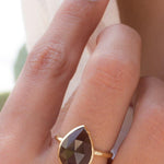 Lia Smoky Quartz Gold Ring ~ 18k Gold Plated~MR159 - Maresia Jewelry