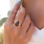 Lia Smoky Quartz Gold Ring ~ 18k Gold Plated~MR159 - Maresia Jewelry