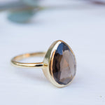 Lia Smoky Quartz Gold Ring ~ 18k Gold Plated~MR159 - Maresia Jewelry