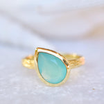 Lica Aqua Chalcedony Gold Ring ~ 18k Gold Plated ~ SMR124 - Maresia Jewelry