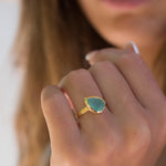 Aqua Chalcedony Gold Ring ~ 18k Gold Plated ~MR028A - Maresia Jewelry