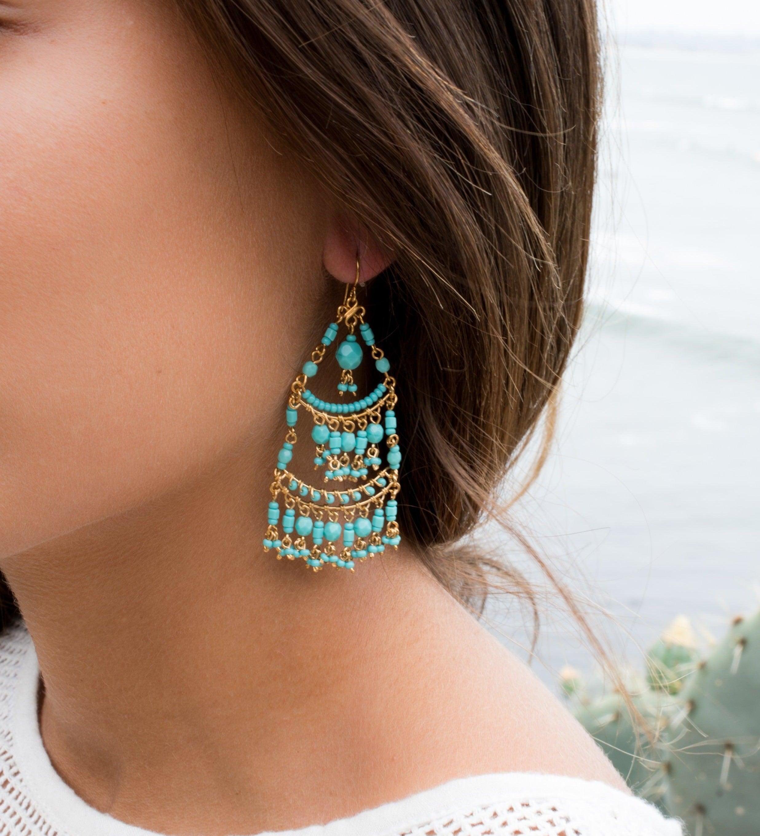 Lica Chandelier Earrings ~Gold Plated ~ SME034 - Maresia Jewelry