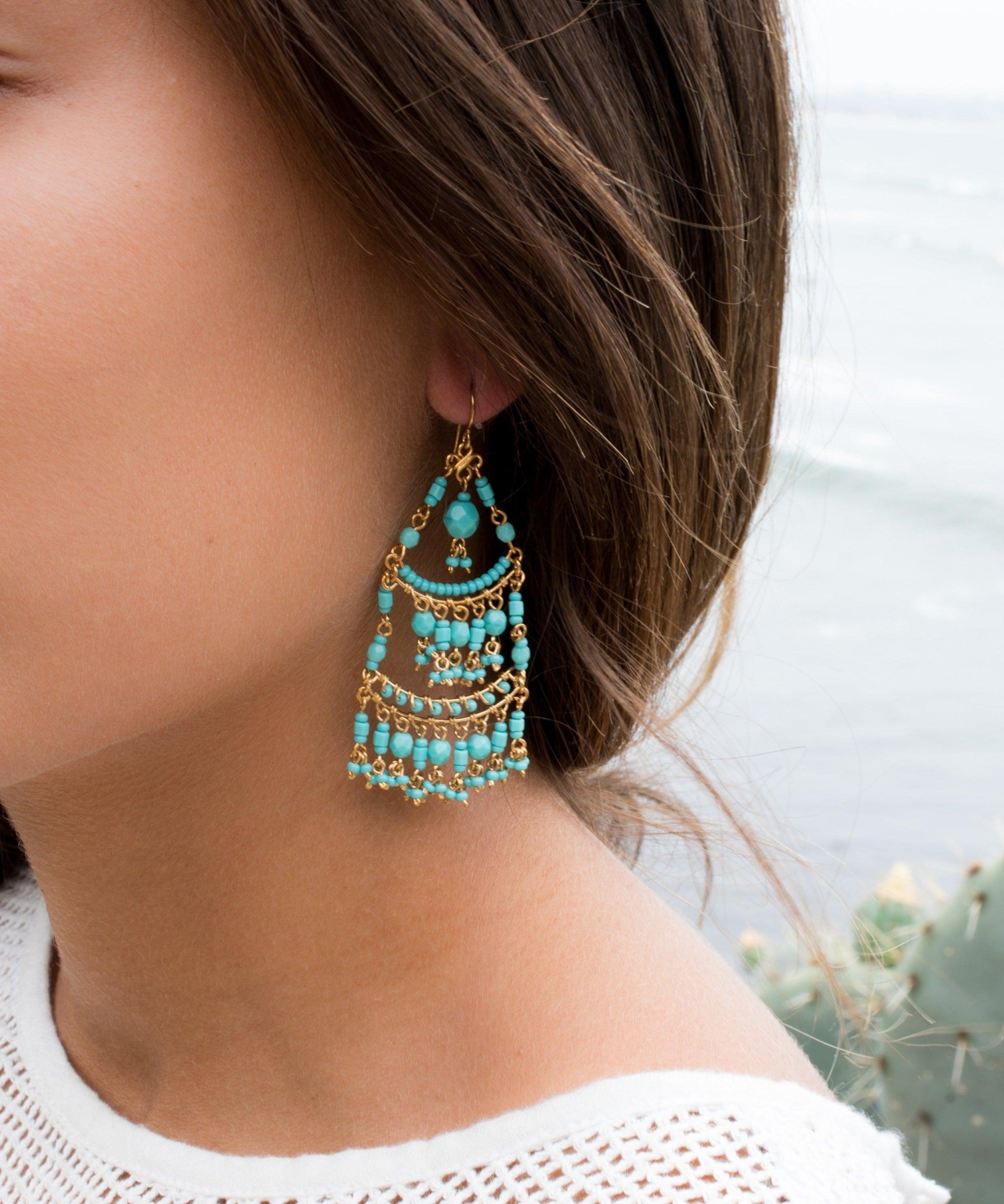 Lica Chandelier Earrings ~Gold Plated ~ SME034 - Maresia Jewelry