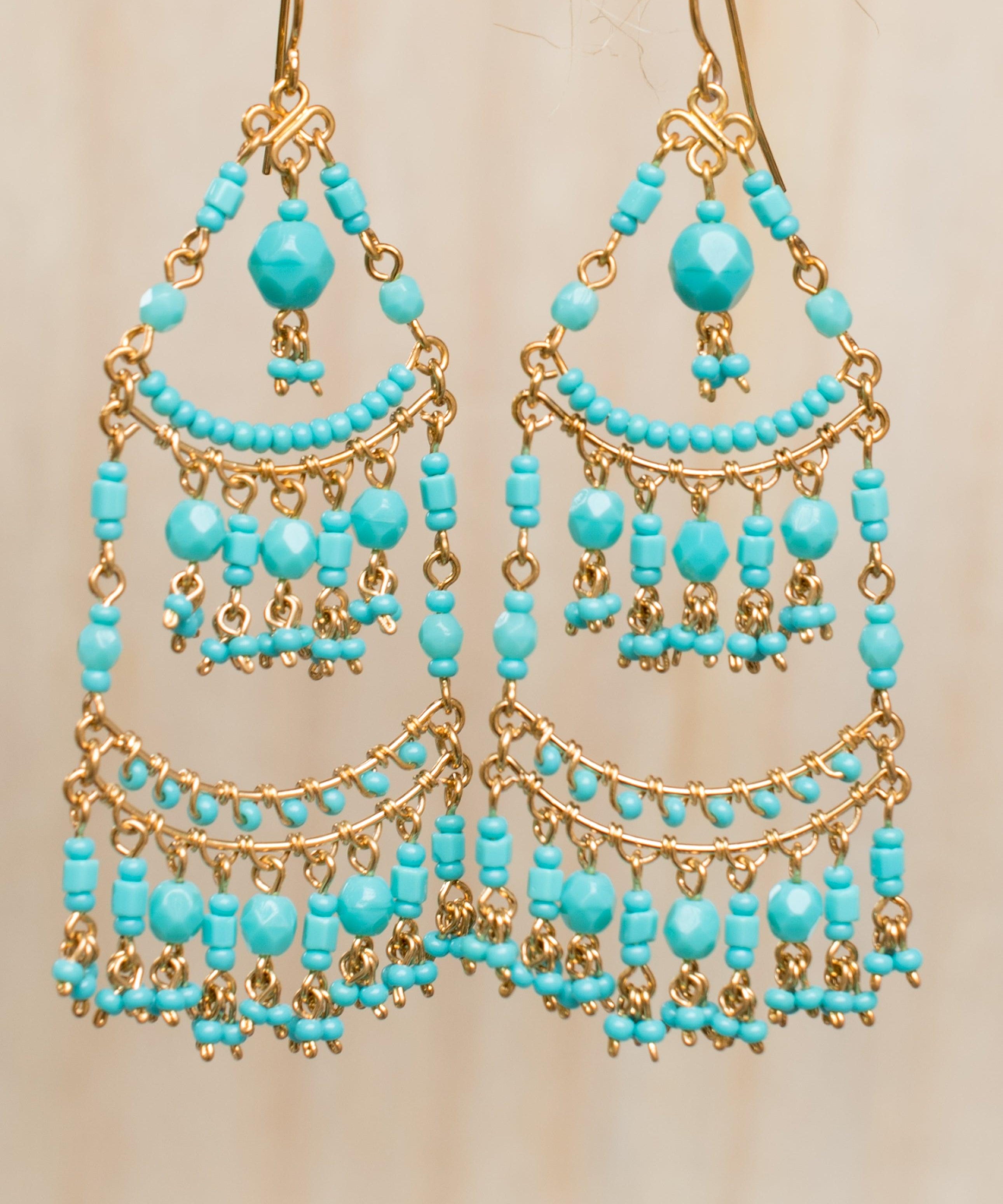 Lica Chandelier Earrings ~Gold Plated ~ SME034 - Maresia Jewelry