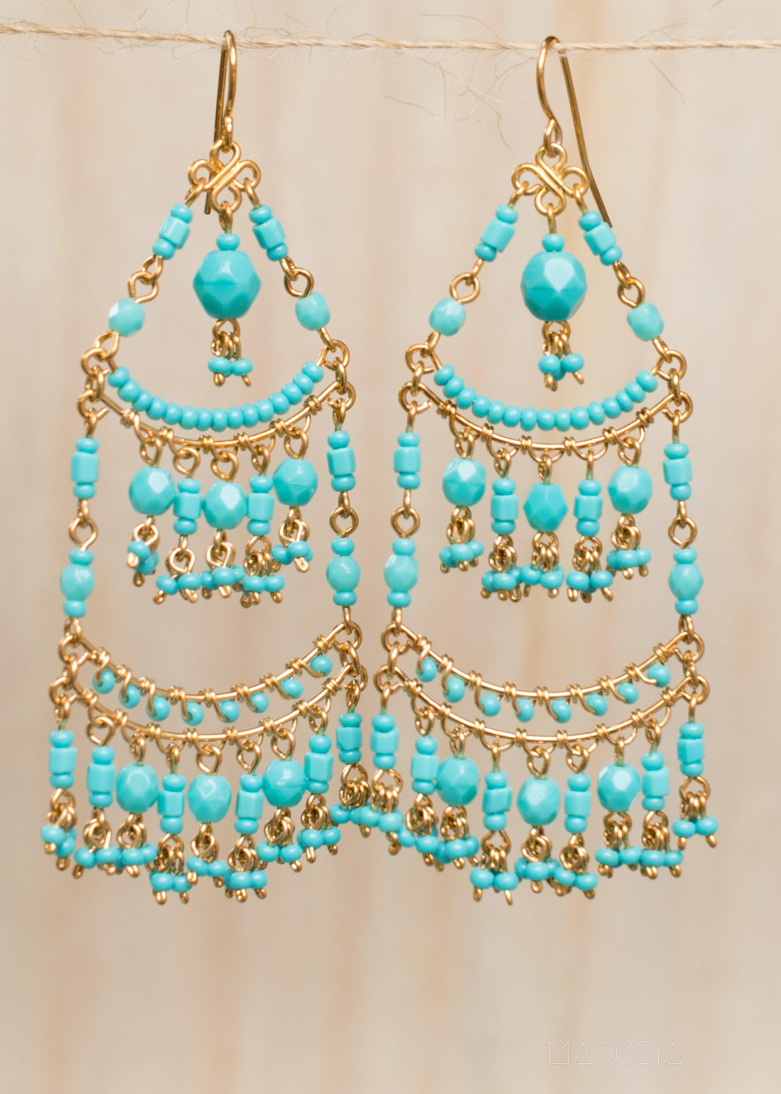 Lica Chandelier Earrings ~Gold Plated ~ SME034 - Maresia Jewelry