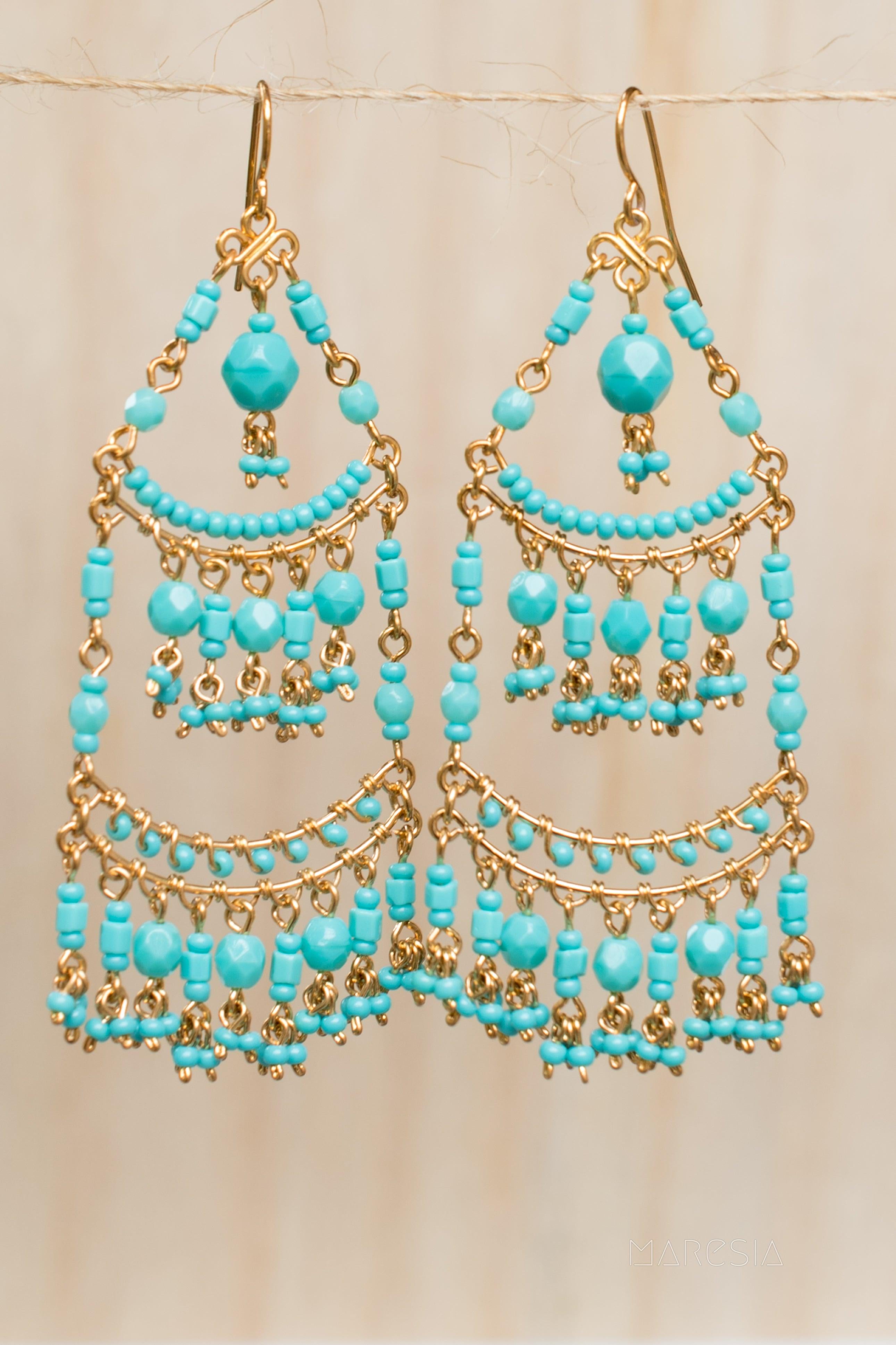 Lica Chandelier Earrings ~Gold Plated ~ SME034 - Maresia Jewelry