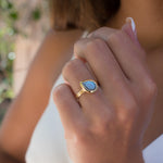 Rainbow Labradorite Tear Drop Ring ~ 18k Gold Plated ~ - Maresia Jewelry