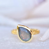 Lica Rainbow Labradorite Tear Drop Ring ~ 18k Gold Plated ~ SMR127 - Maresia Jewelry