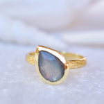 Lica Rainbow Labradorite Tear Drop Ring ~ 18k Gold Plated ~ SMR127 - Maresia Jewelry