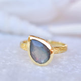 Lica Rainbow Labradorite Tear Drop Ring ~ 18k Gold Plated ~ SMR127 - Maresia Jewelry