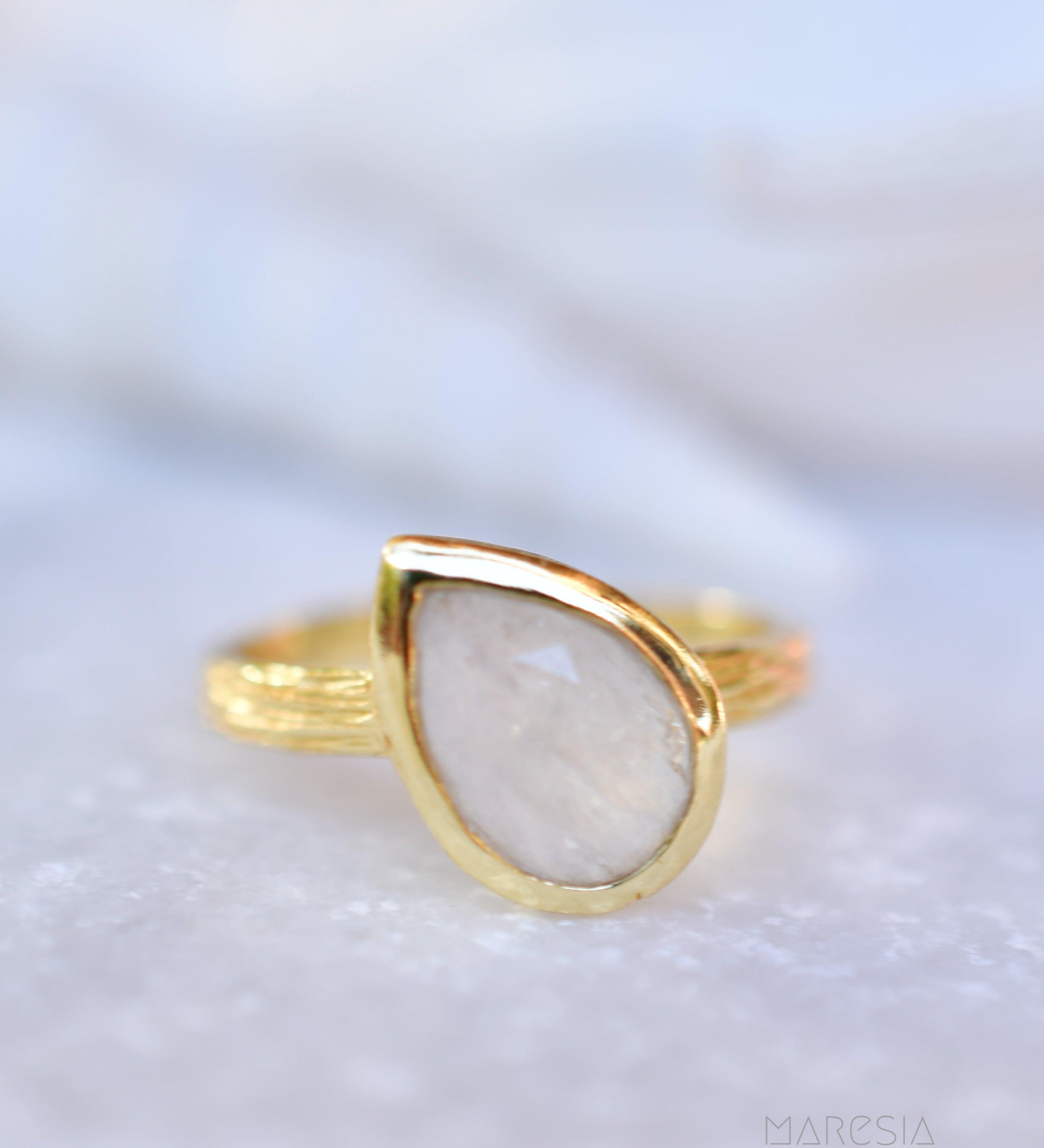 Lica Rainbow Moonstone Ring ~ 18k Gold Plated ~ SMR125 - Maresia Jewelry