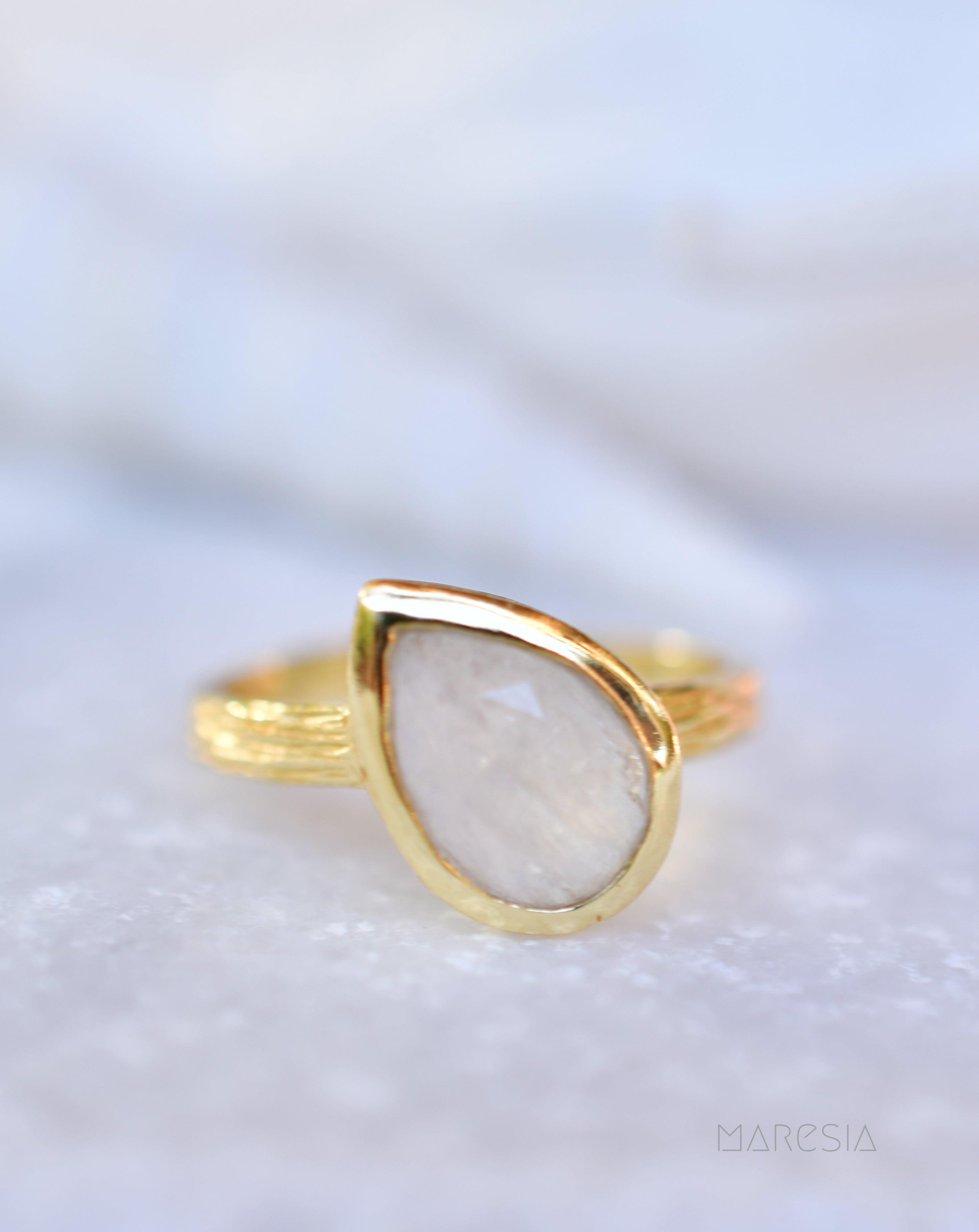 Lica Rainbow Moonstone Ring ~ 18k Gold Plated ~ SMR125 - Maresia Jewelry