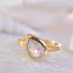 Lica Rose Quartz Tear Drop Gold Ring ~ 18k Gold Plated ~ SMR126 - Maresia Jewelry