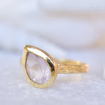 Lica Rose Quartz Tear Drop Gold Ring ~ 18k Gold Plated ~ SMR126 - Maresia Jewelry