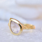 Lica Rose Quartz Tear Drop Gold Ring ~ 18k Gold Plated ~ SMR126 - Maresia Jewelry
