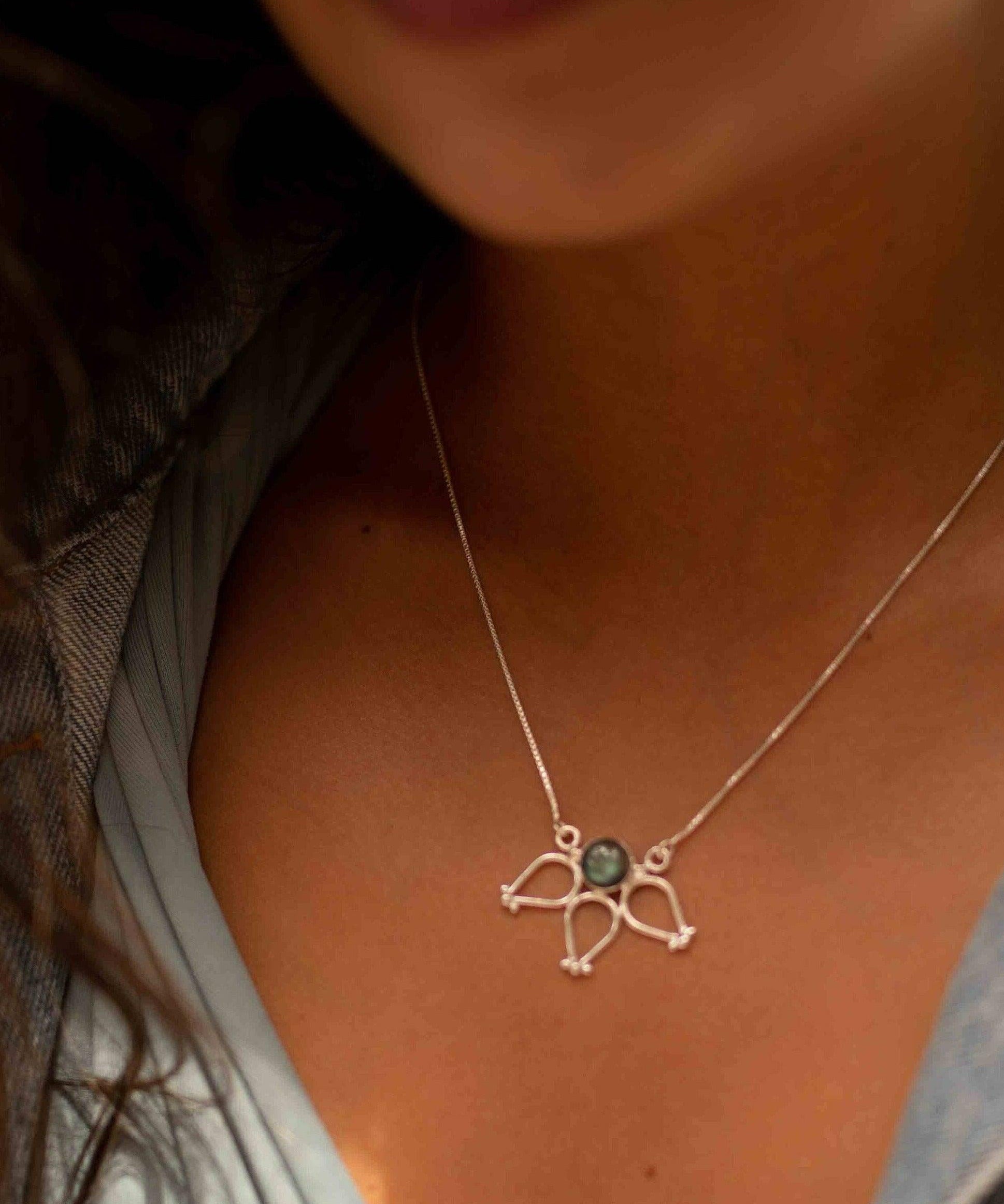 Labradorite Lotus Flower Necklace ~ Sterling Silver 925 ~Jewelry  ~ Minimalist~ Handmade~ Thin Chain~ Delicate ~Layered ~ MN075