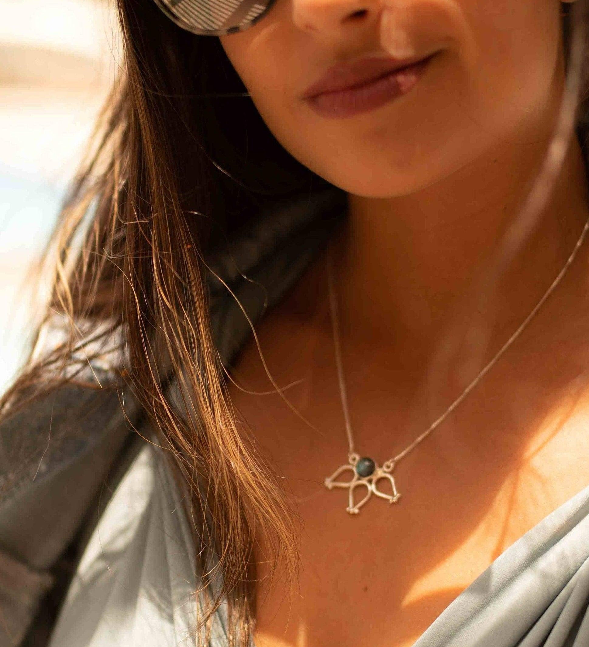Labradorite Lotus Flower Necklace ~ Sterling Silver 925 ~Jewelry  ~ Minimalist~ Handmade~ Thin Chain~ Delicate ~Layered ~ MN075