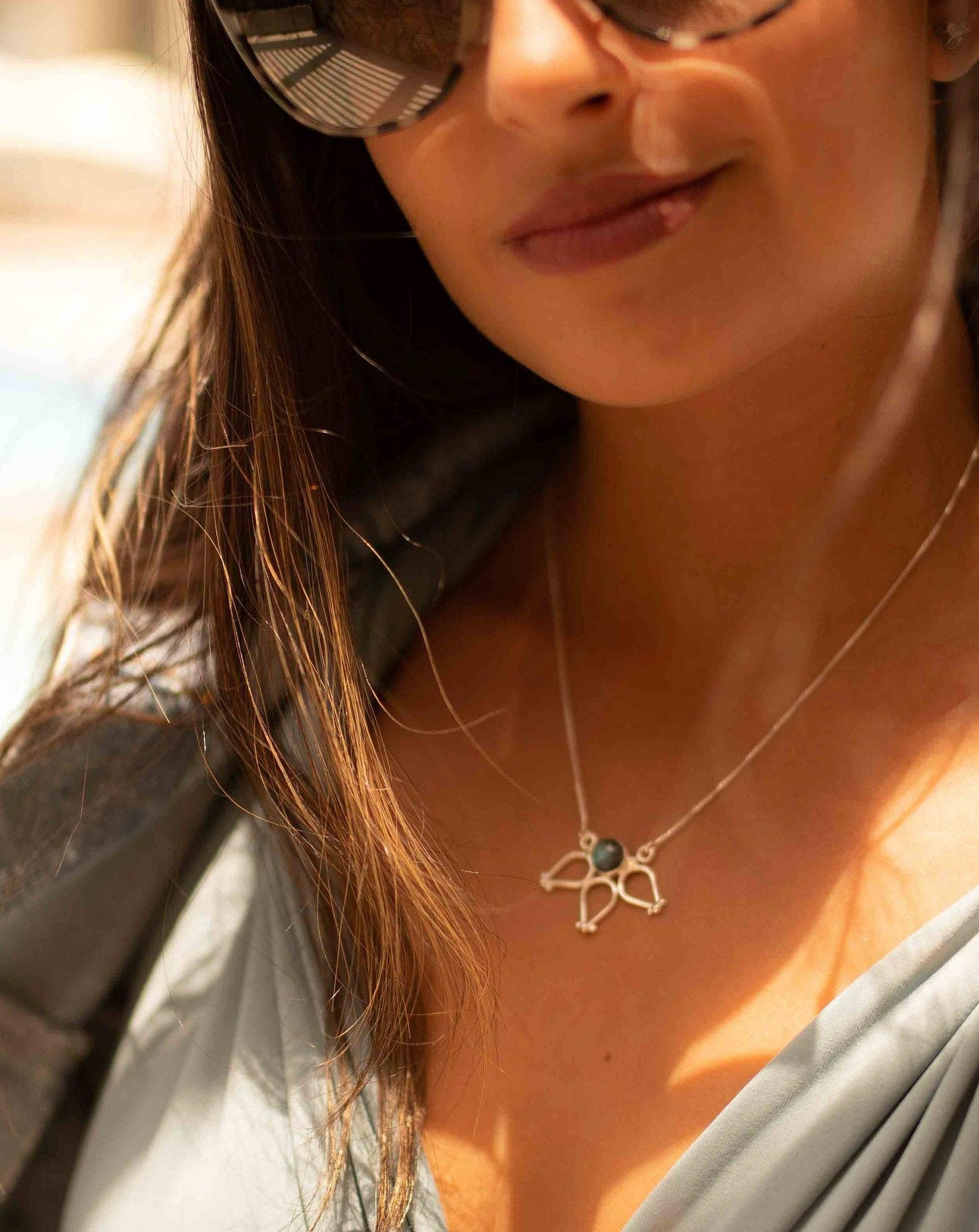Labradorite Lotus Flower Necklace ~ Sterling Silver 925 ~Jewelry  ~ Minimalist~ Handmade~ Thin Chain~ Delicate ~Layered ~ MN075