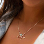 Larimar Lotus Flower Necklace ~ Sterling Silver 925 ~Jewelry  ~ Minimalist~ Handmade~ Thin Chain~ Delicate ~Layered ~ MN076
