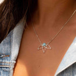 Larimar Lotus Flower Necklace ~ Sterling Silver 925 ~Jewelry  ~ Minimalist~ Handmade~ Thin Chain~ Delicate ~Layered ~ MN076