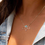 Larimar Lotus Flower Necklace ~ Sterling Silver 925 ~Jewelry  ~ Minimalist~ Handmade~ Thin Chain~ Delicate ~Layered ~ MN076